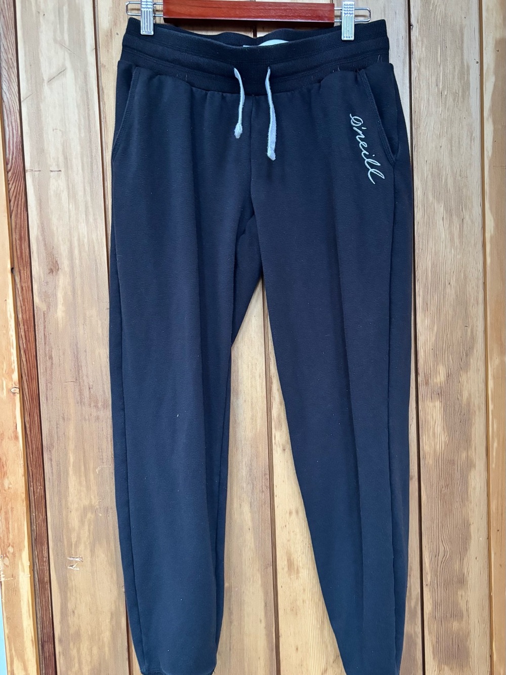 O'Neill Fleece Joggers Sweatpants Black Women's Size Small Spellout Pockets